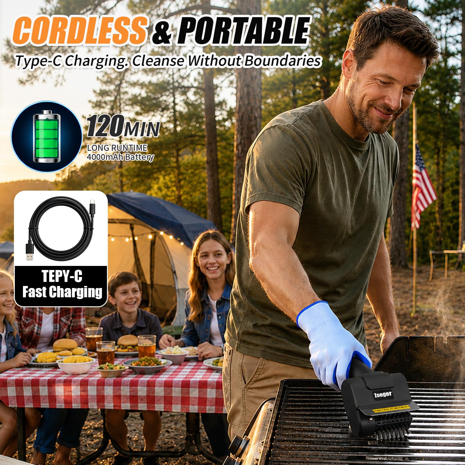 Zoeger size and scale comparison showing portable cordless convenience