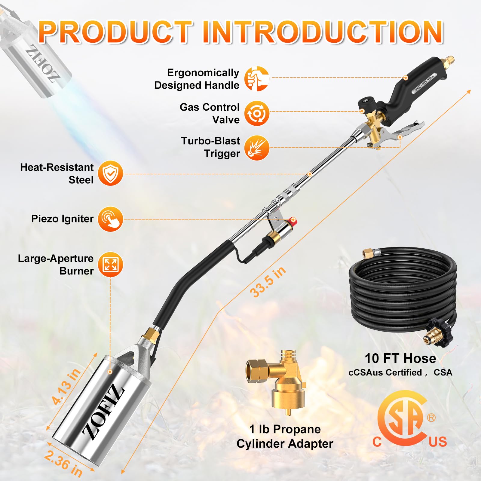 ZOFIZ close-up of wand nozzle showing even flame distribution benefit