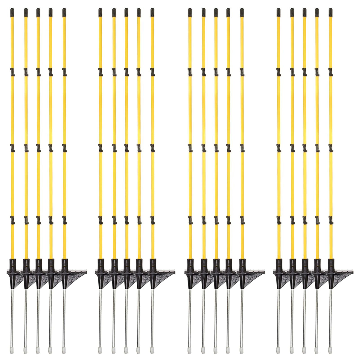 Zoiut front view of packed 20 posts showing portability and compact storage
