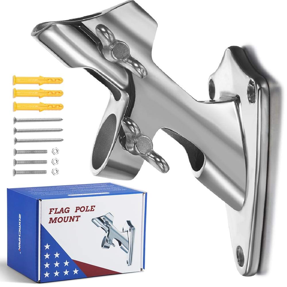 ZOMCHAIN front view of polished stainless bracket showing durable construction