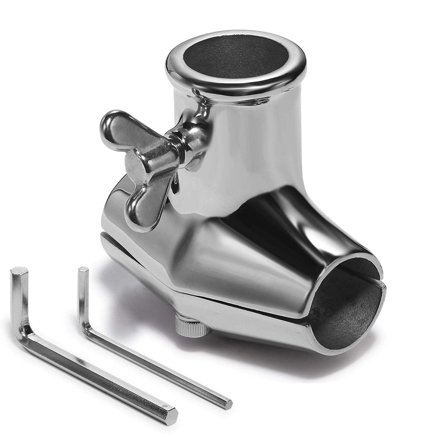 ZOMCHAIN front view stainless flag holder showing secure fit and polished look