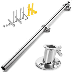 ZOMCHAIN front view of polished 36-inch flag pole showing corrosion resistance