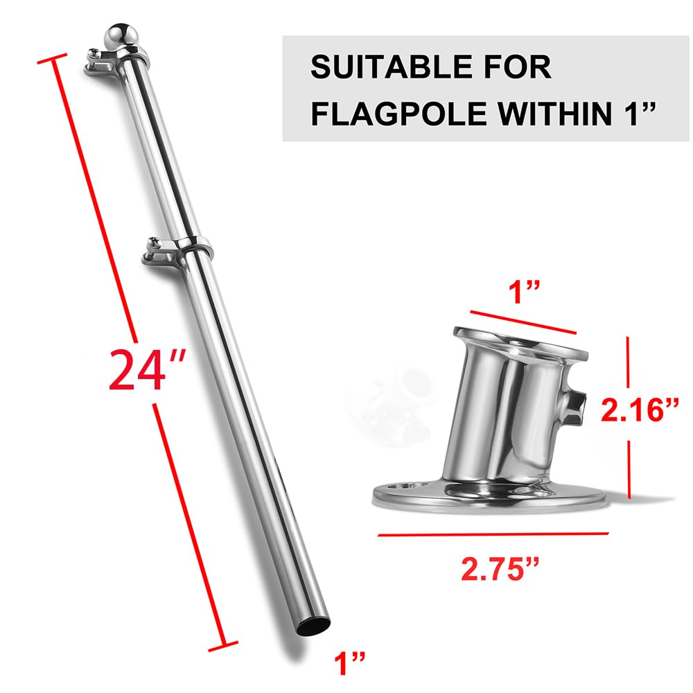 ZOMCHAIN flag pole installed on boat rail demonstrating seawater durability benefit