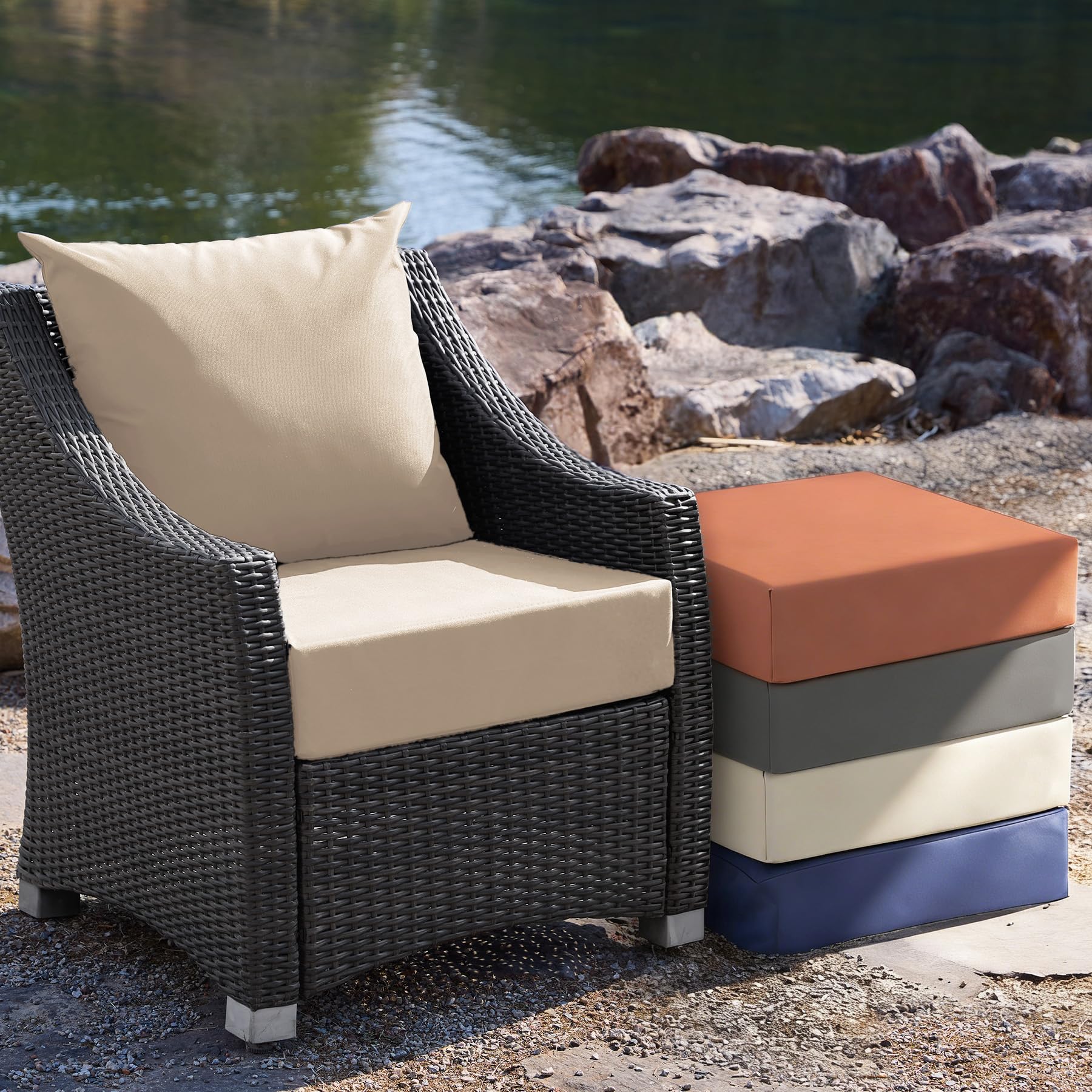 Zonamat cojines en porche con ambiente de terraza, confort al aire libre