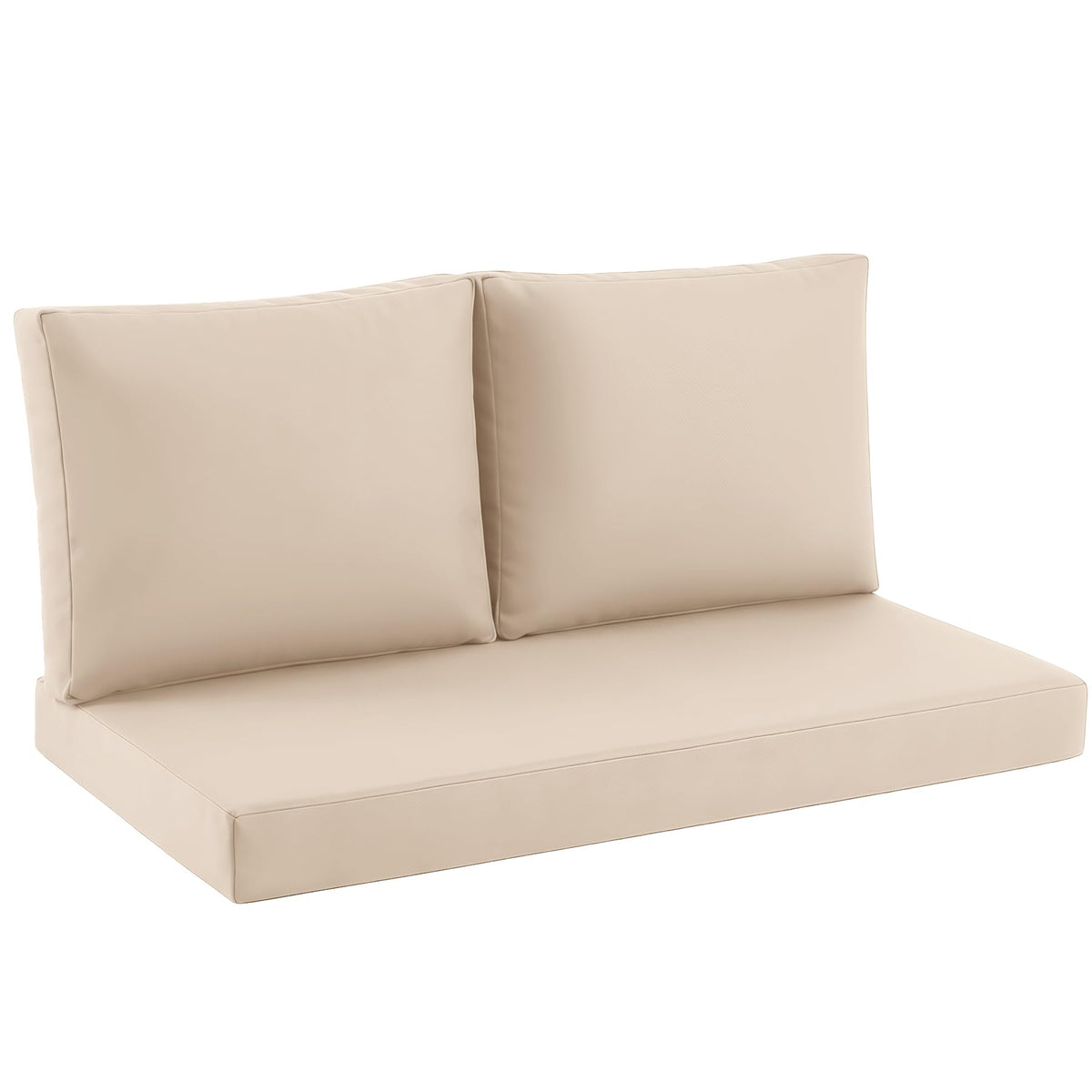 Zonamat front view of beige loveseat cushions showing full set and neat fit