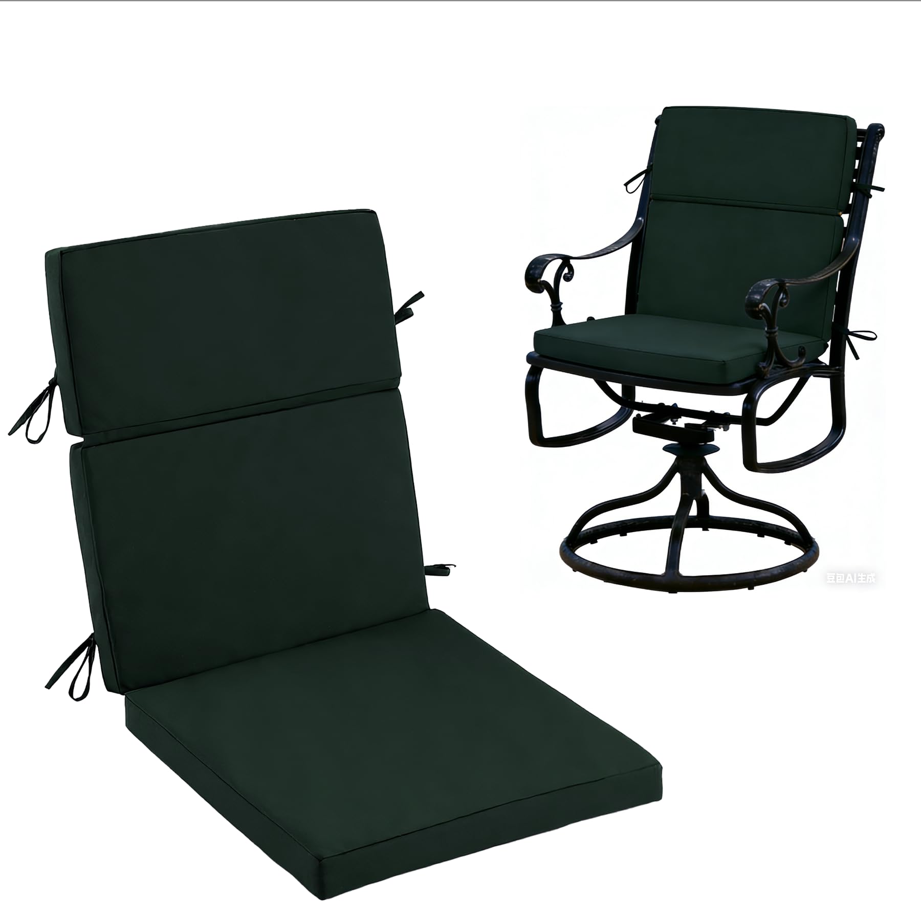Zonamat front view of forest green high-back cushion showing tailored fit and appeal