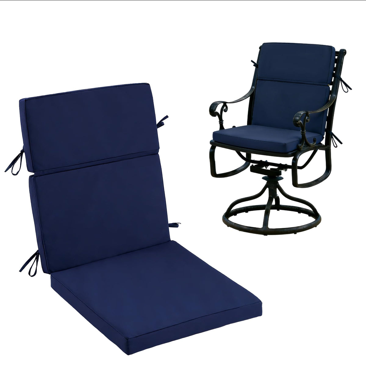 Zonamat front view of navy high back cushion showing full fit and comfort