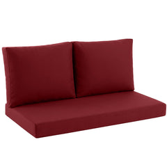 Zonamat front view of burgundy loveseat cushions showing neat fit and color vibrancy