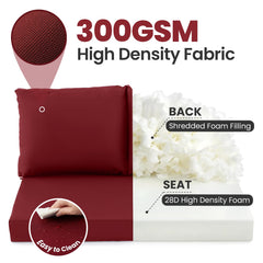 Zonamat seat and two back cushions arranged to show full set and thickness benefit