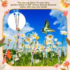 Zonon assembled beaded stake planted in pot providing colorful outdoor accent
