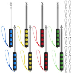 Zonon front view of eight colorful retractable poles showing kit benefits