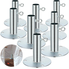 Zonon front view of eight galvanized foot pads showing compact, durable design