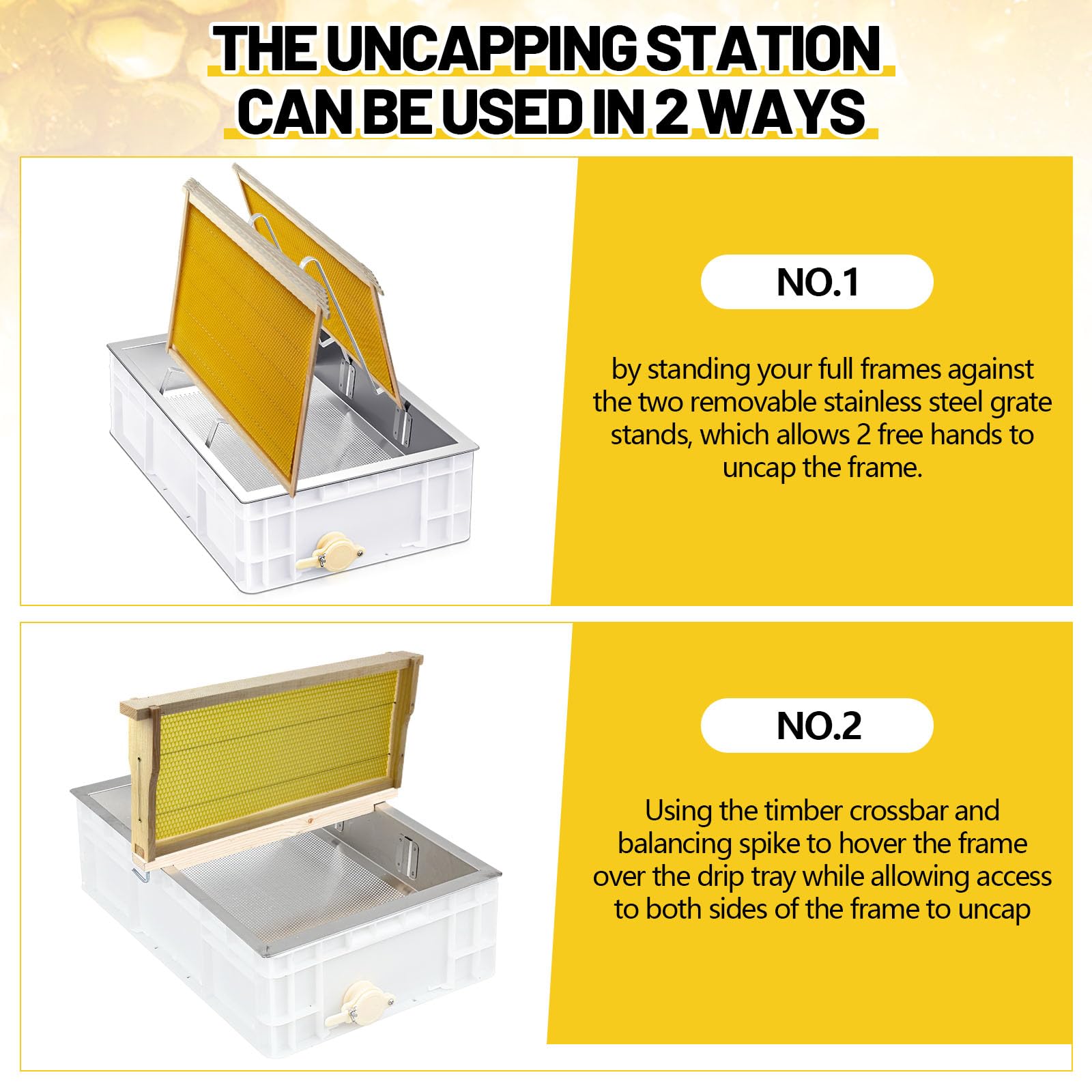 Zonon honey strainer detail funneling clear honey and preventing debris
