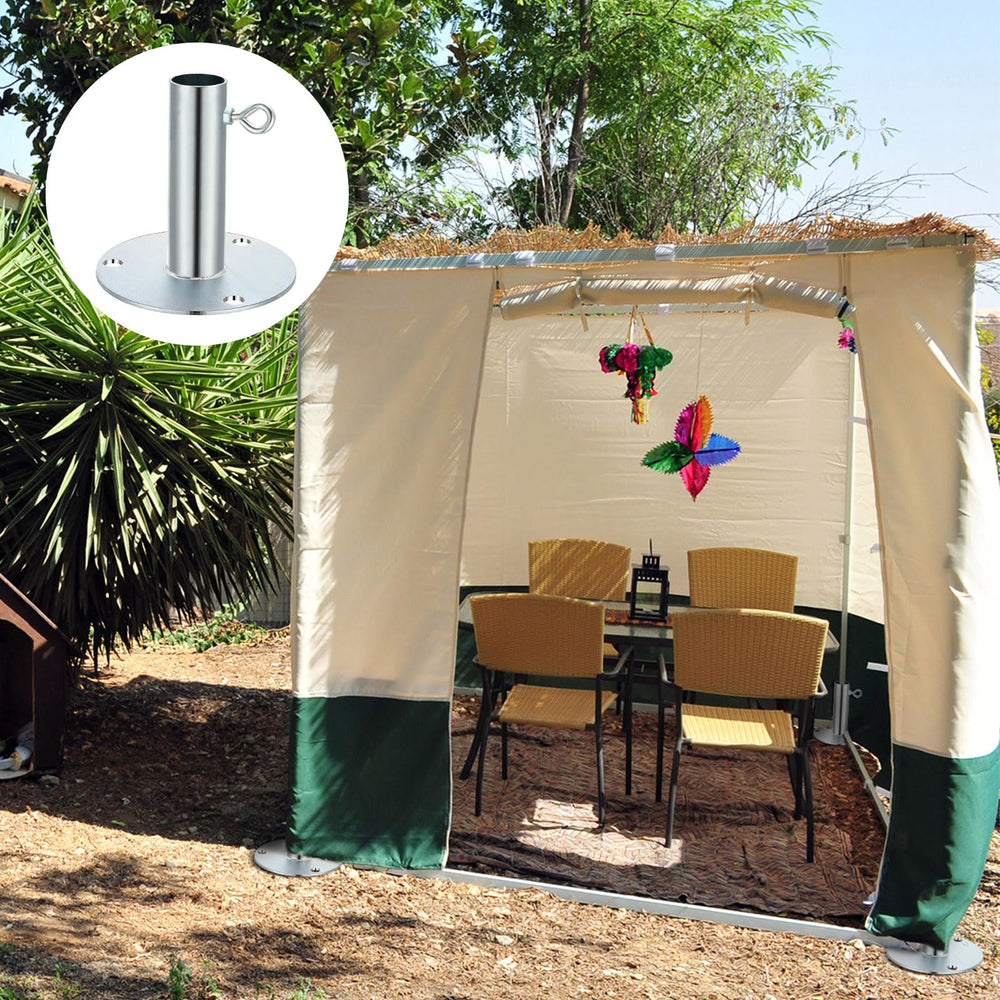 Zonon installed on a canopy pole demonstrating easy outdoor setup and stability
