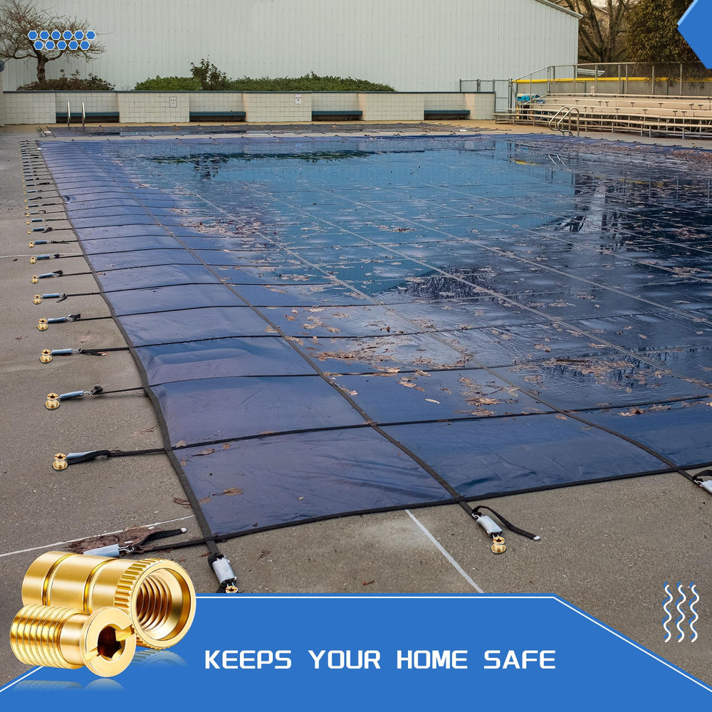 Zonon anchors installed poolside with cover attached showing enhanced safety benefit