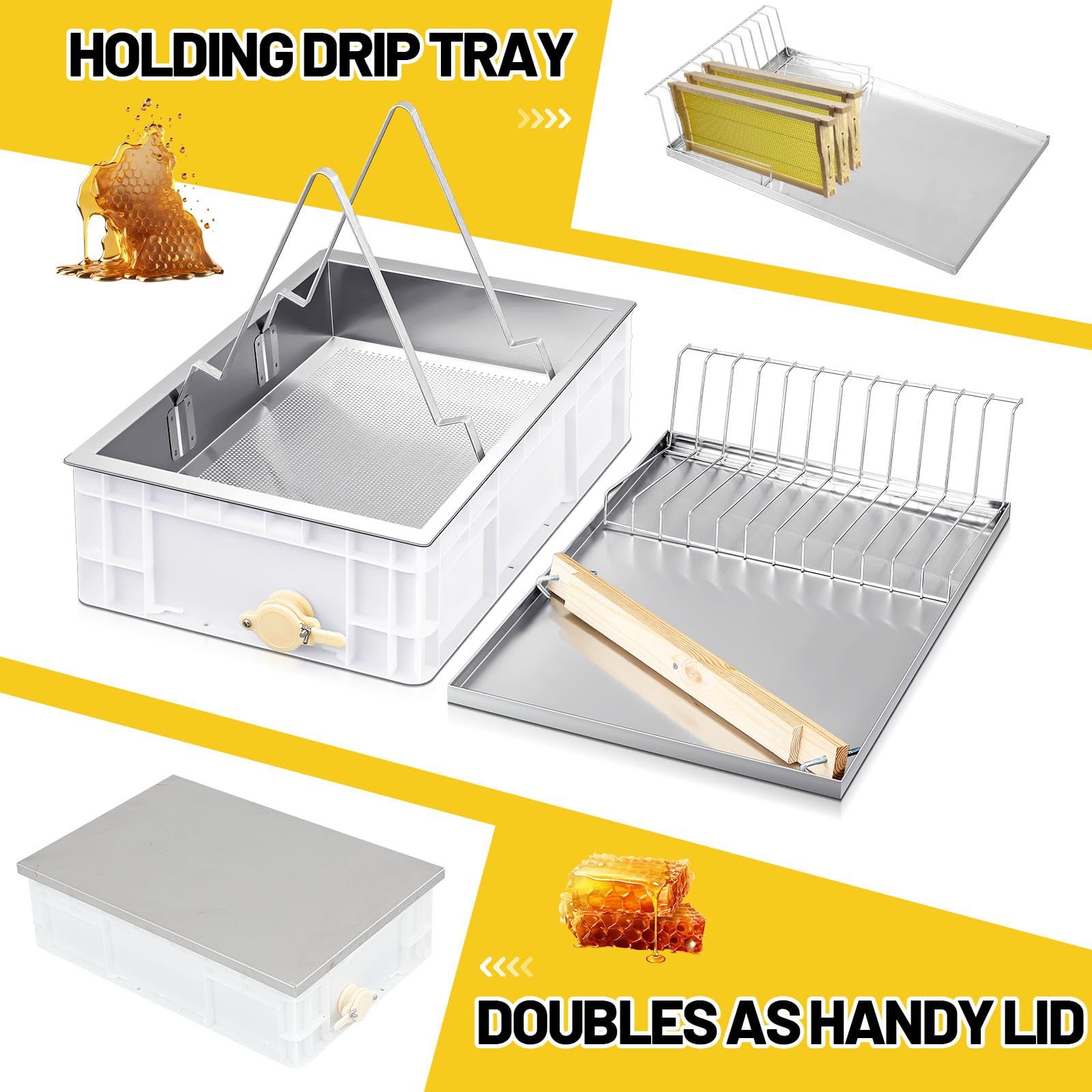 Zonon storage box and drip tray stacked for compact storage and transport convenience