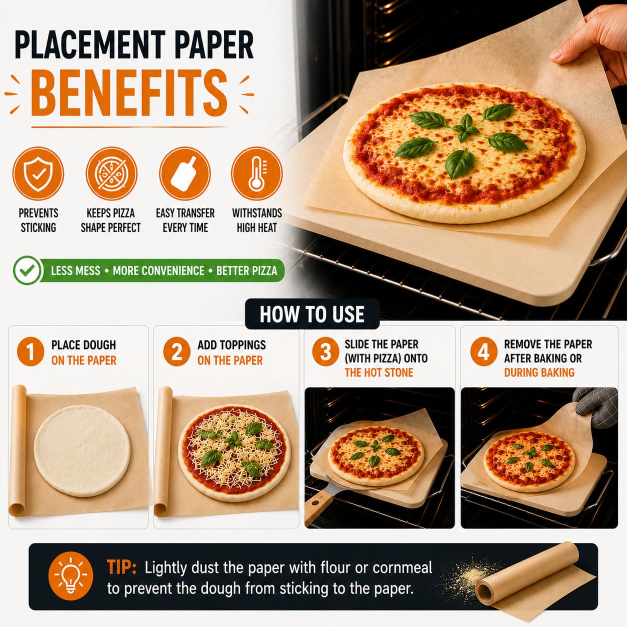ZONZEST pizza baking on stone in oven delivering crispy golden crust