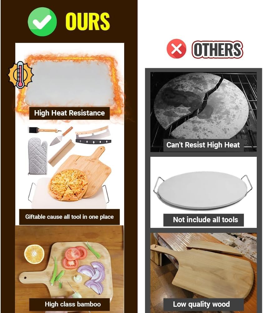 ZONZEST pizza stone next to sheet pan showing extra large 15x12 scale
