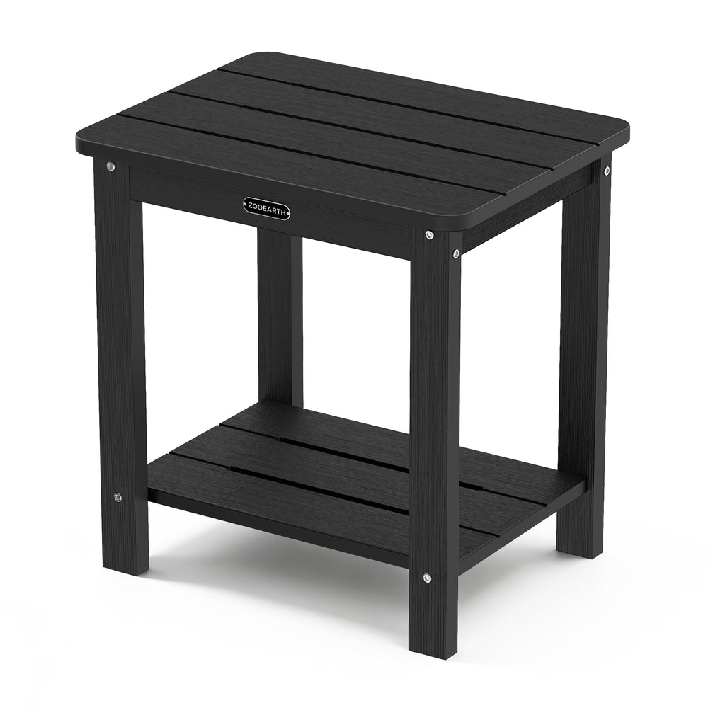zooearth front view of black Adirondack square patio table showing clean silhouette and durability