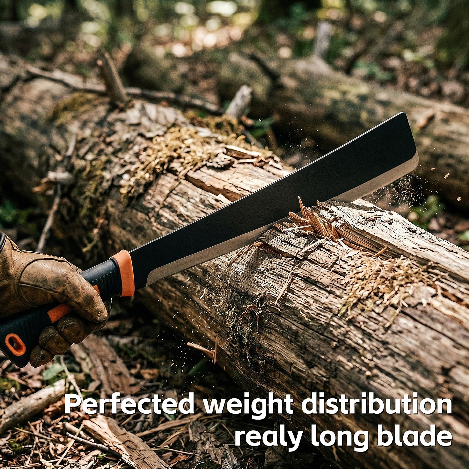 ZOOM.LZ machete in use clearing brush demonstrating efficient chopping