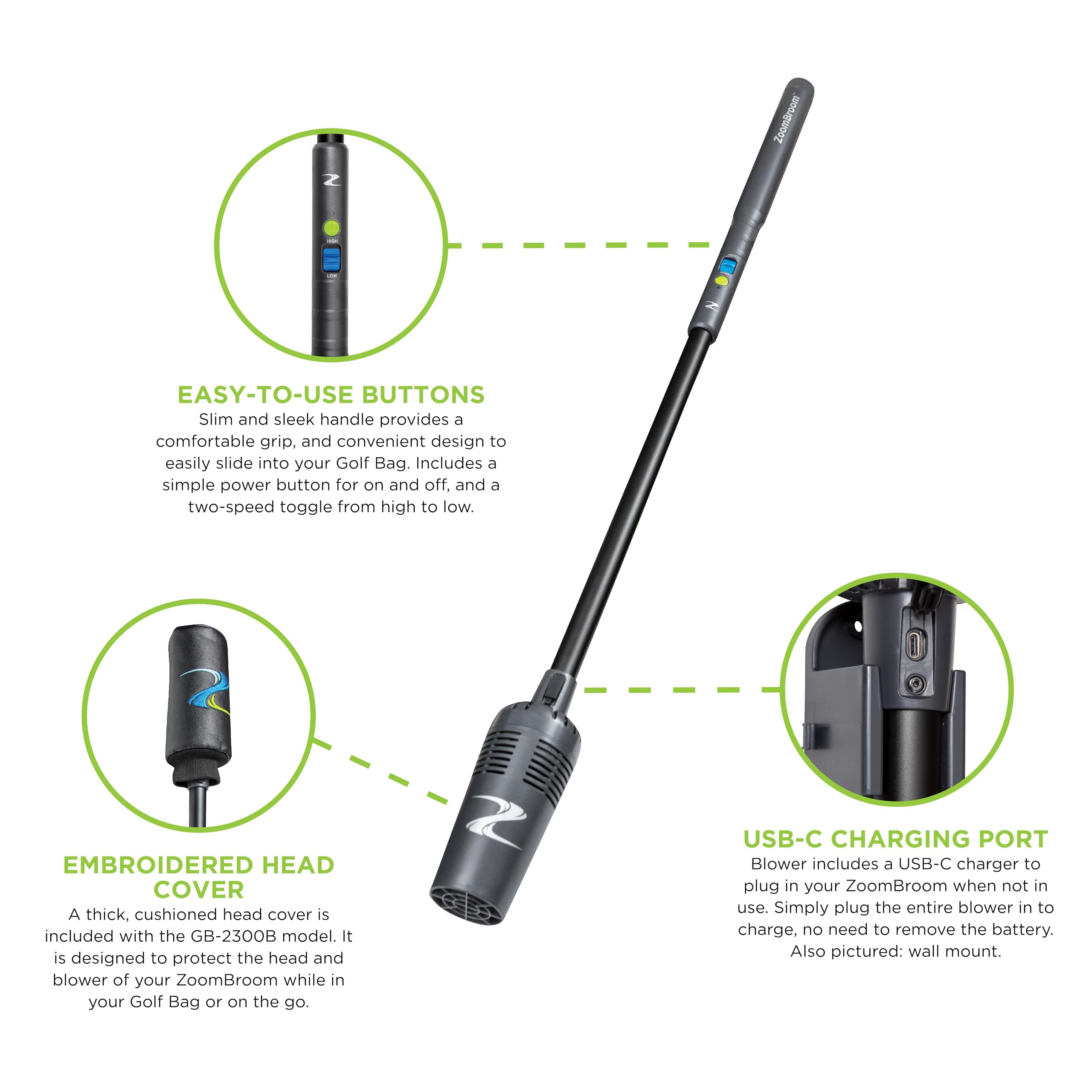 ZoomBroom Breeze nozzle close-up highlighting controlled airflow for precision cleaning