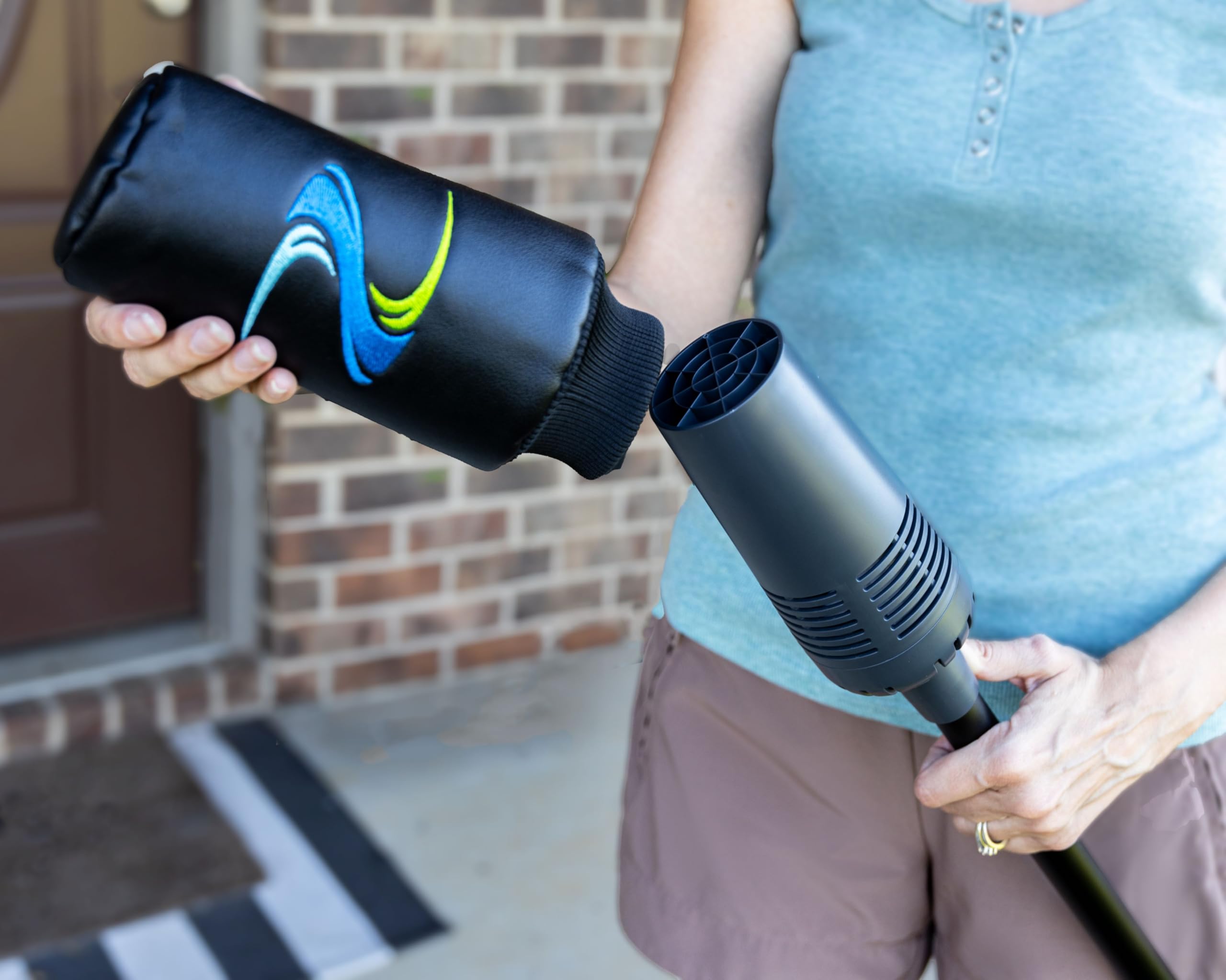 ZoomBroom Breeze on patio removing leaves without harming surfaces