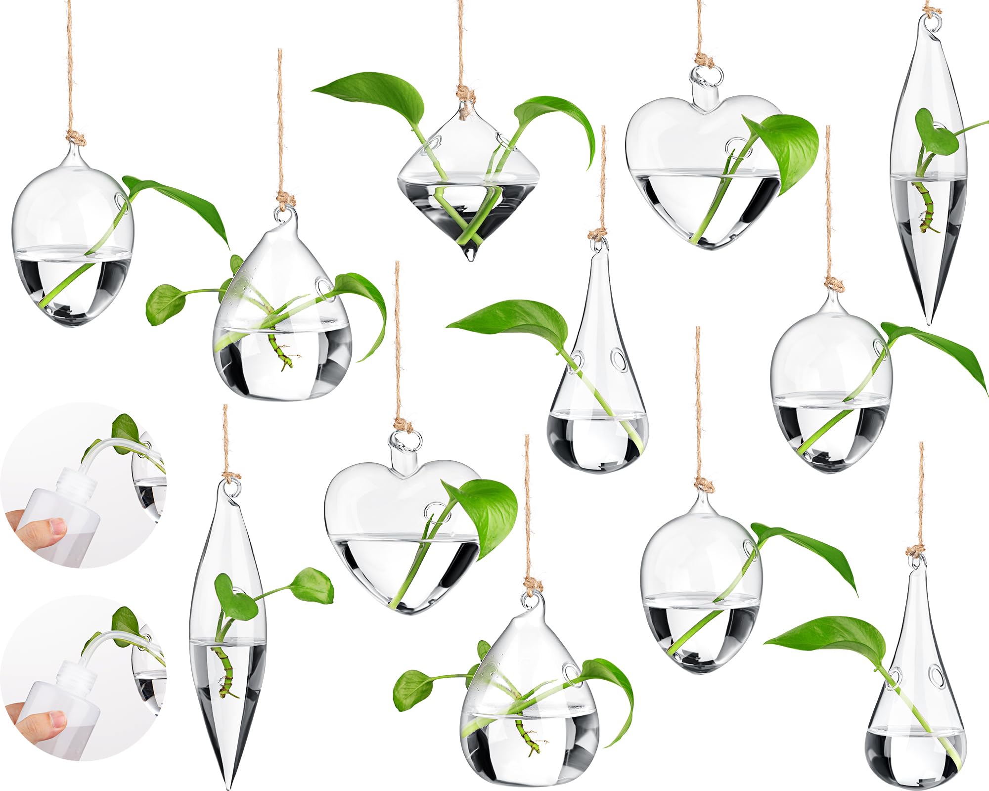 Zopeal front view of six-piece hanging glass planter set showing complete kit benefit
