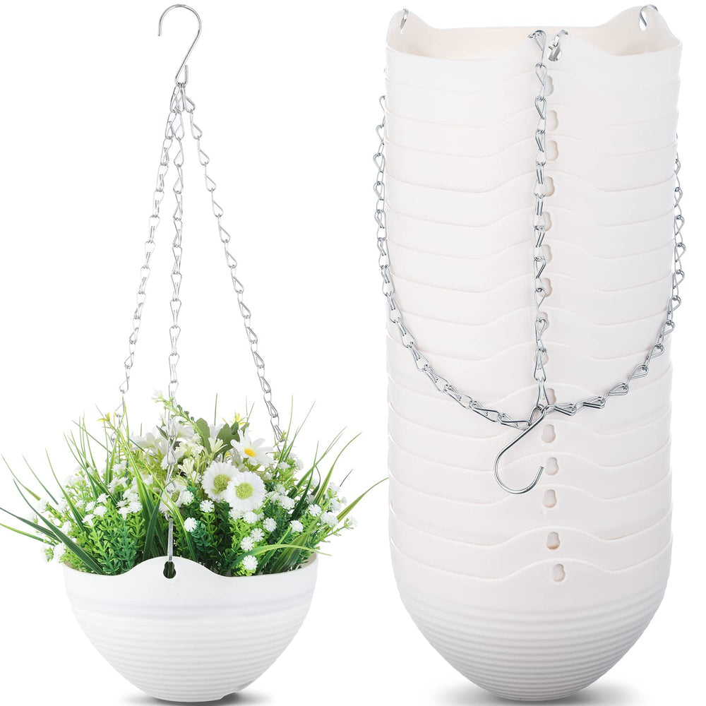Zopeal front view of white 8-inch hanging planter showing clean shape and finish