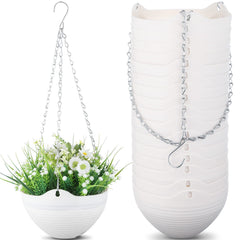 Zopeal front view of white 8-inch hanging planter showing clean shape and finish