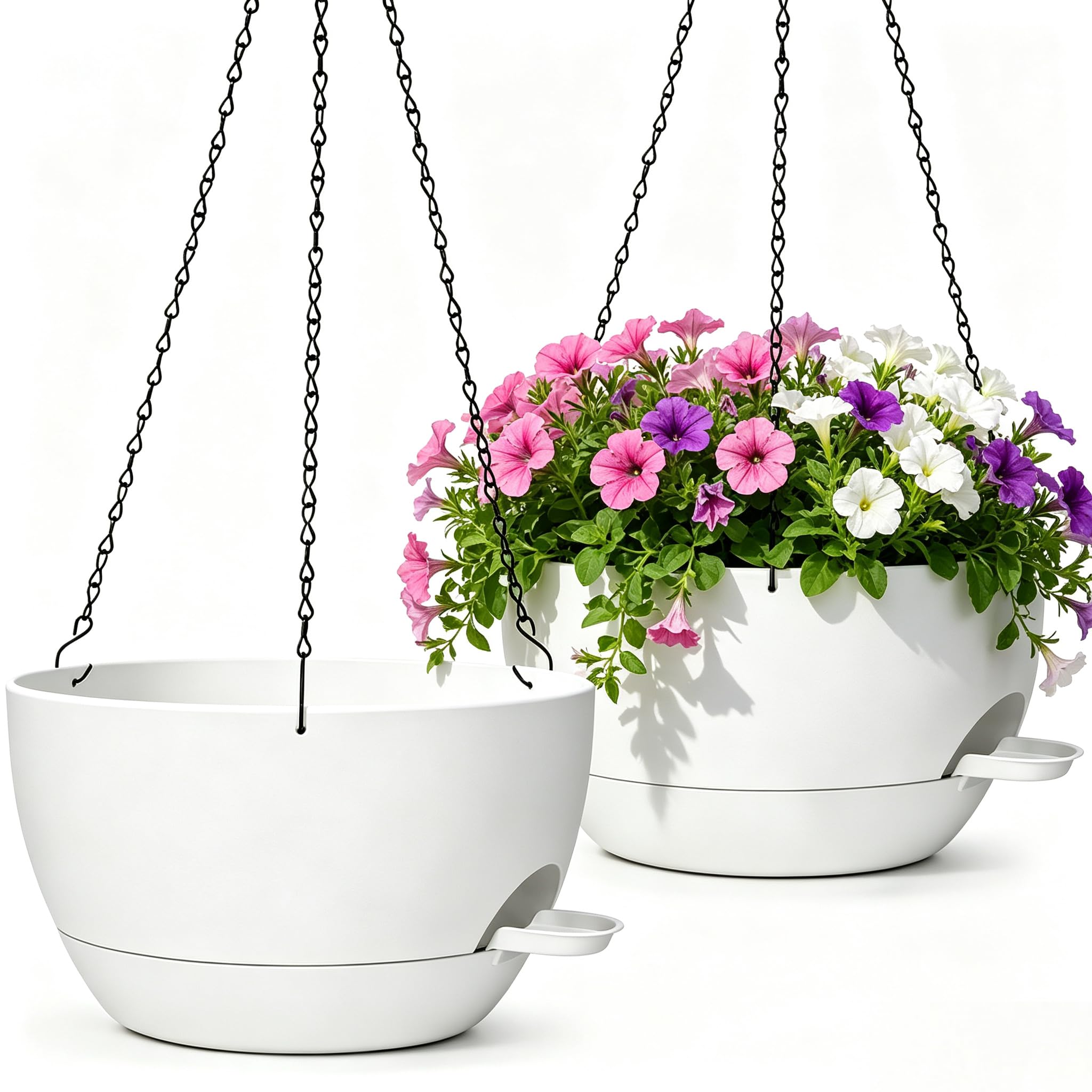 zople front pack showing two white 12-inch planters and value