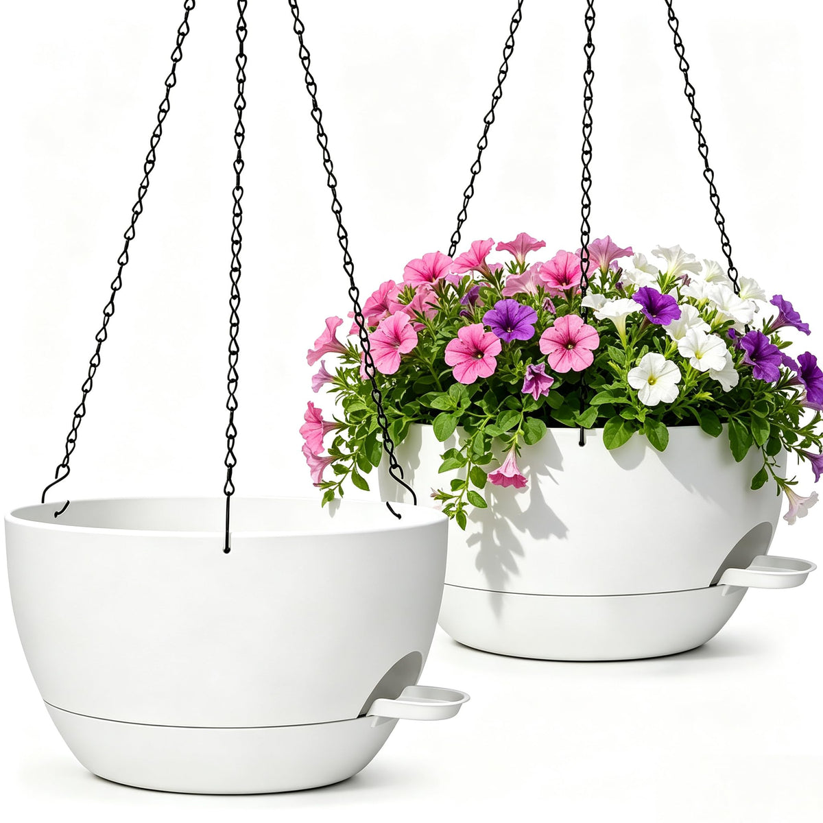 zople front pack showing two white 12-inch planters and value