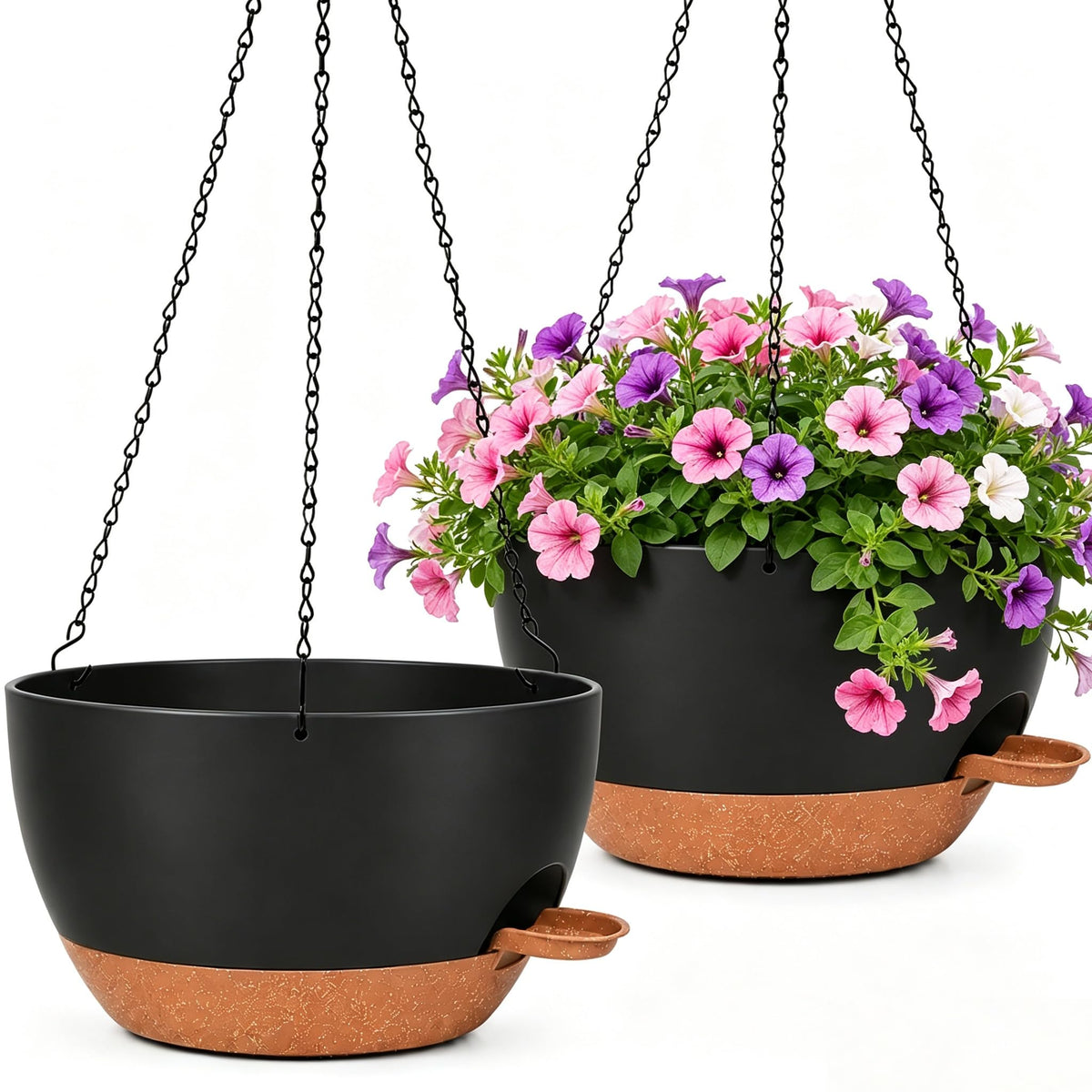 zople front view of 12-inch hanging planter showing clean silhouette and durable design
