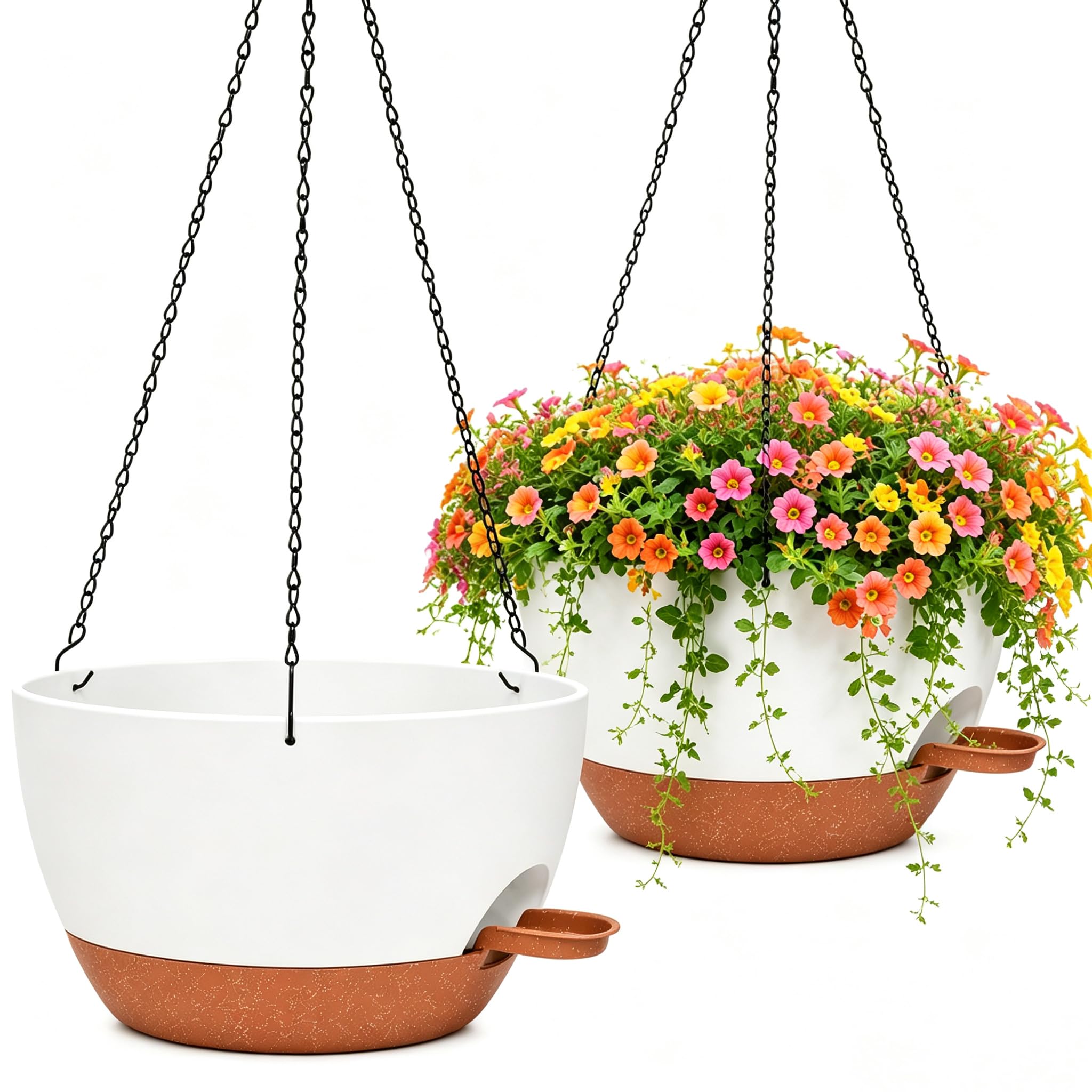 zople front view white brown two-pack showing ready-to-hang design and large planting capacity