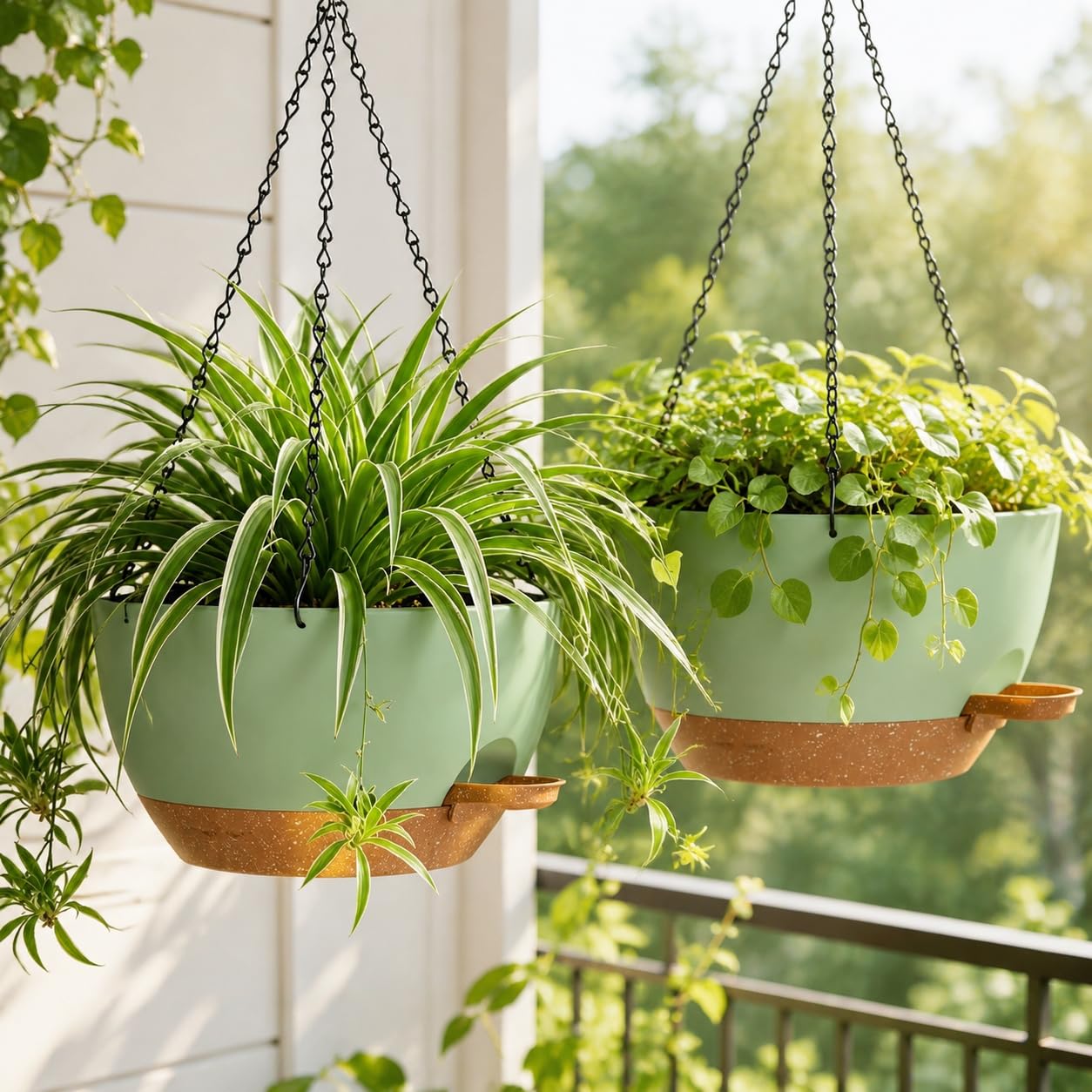zople porch scene with hanging planter adding instant greenery benefit