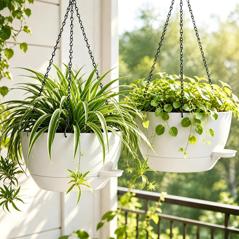 zople planter with pothos on balcony offering space-saving greenery
