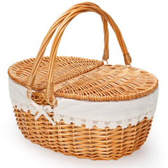 ZORMY front view cream wicker basket showing elegant natural look and portability