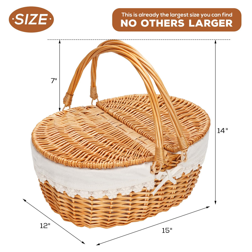 ZORMY basket beside objects to show size scale and two-person capacity