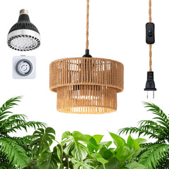 ZorpOrigin hanging grow light front view shows decorative shade and plant-friendly lighting