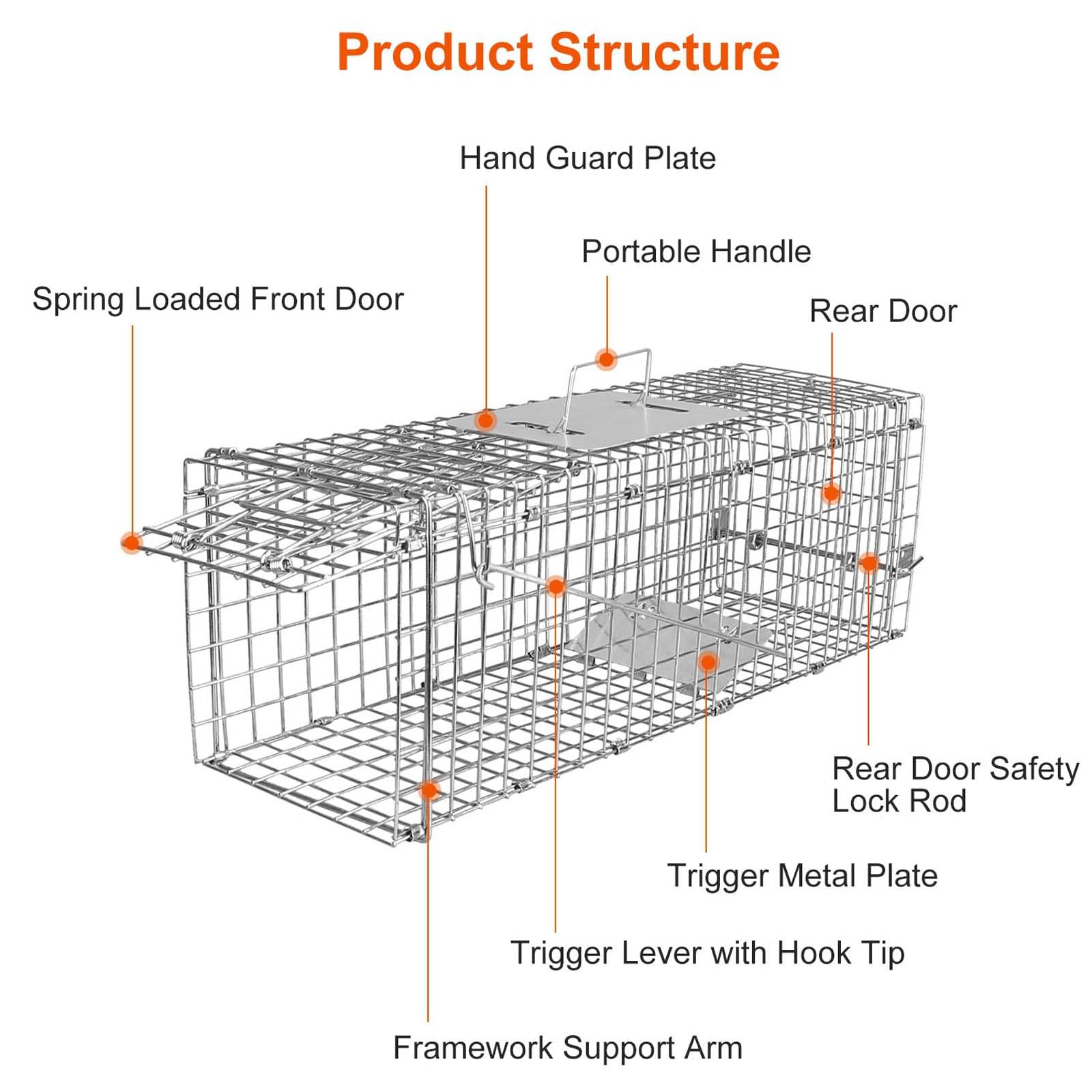 Zorpupoa rear release door open enabling safe hands-off animal release benefit