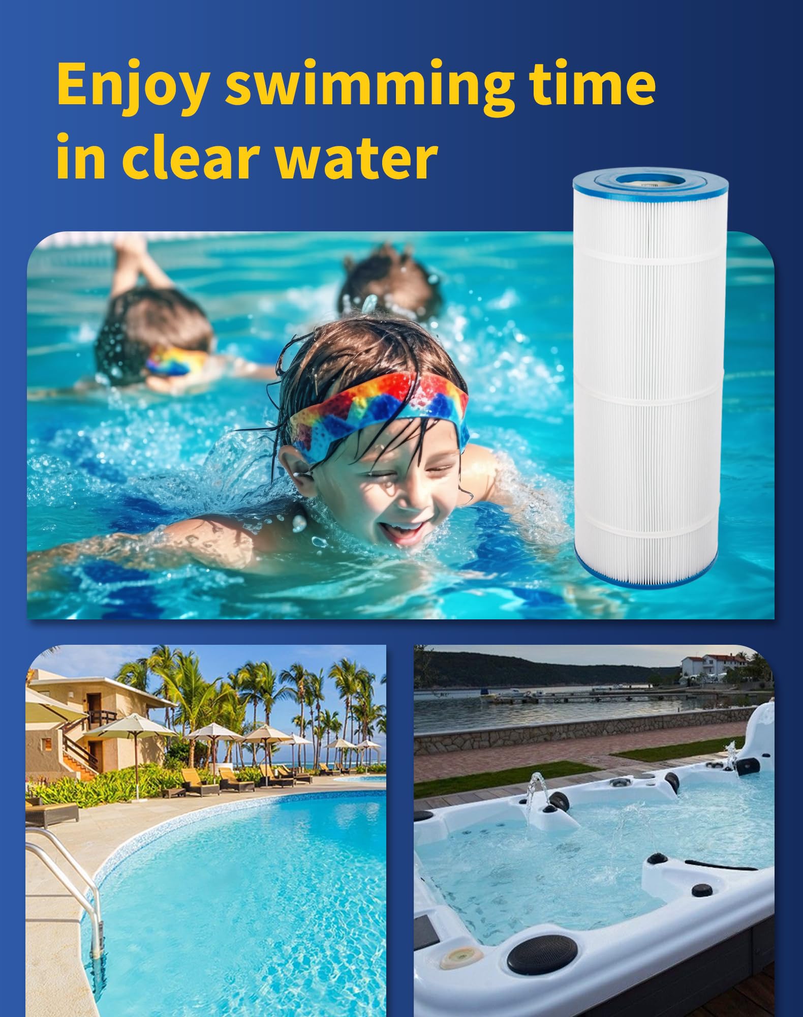 ZOTEE C1200 beside a clean backyard pool illustrating clearer water after proper filtration