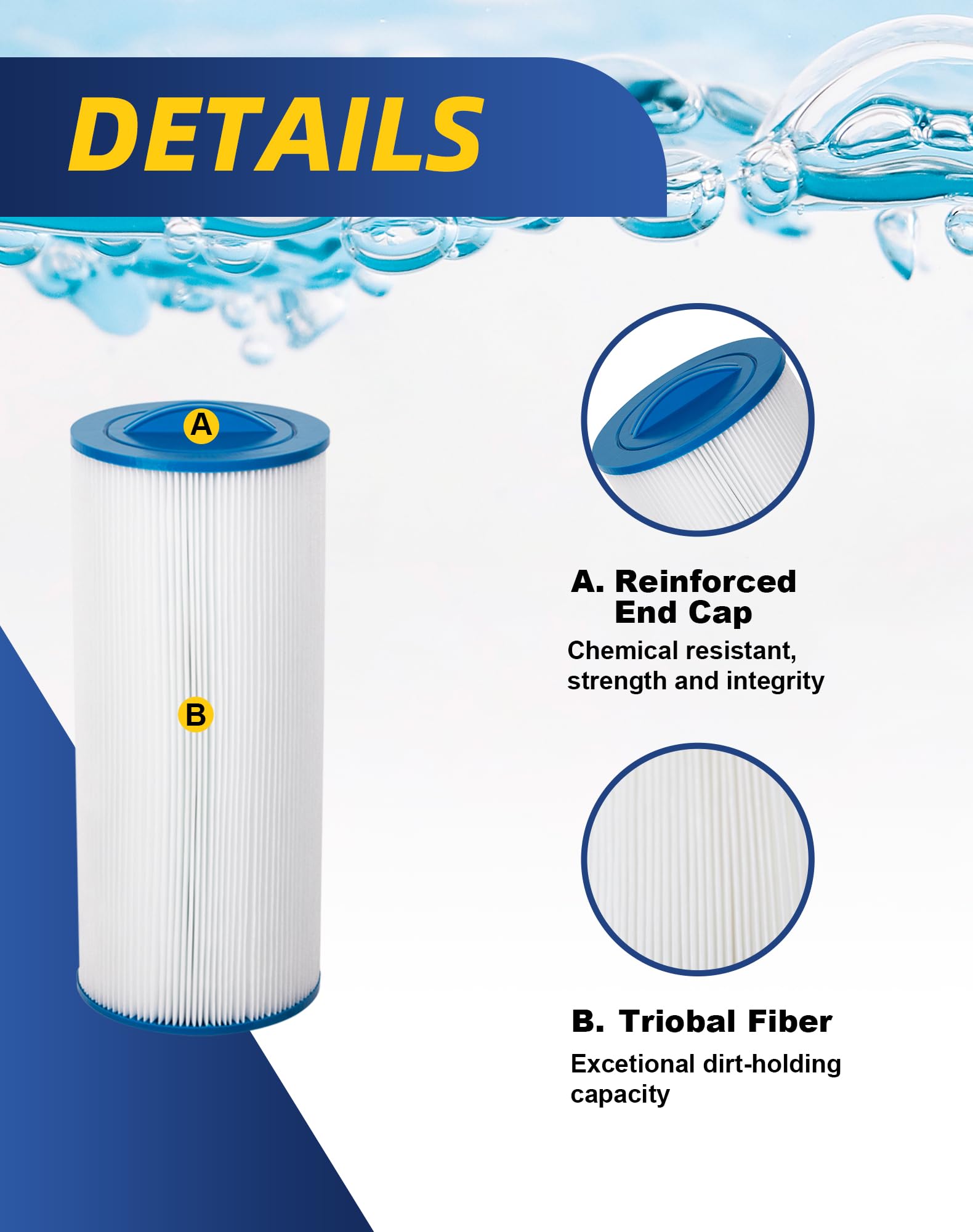 ZOTEE filter installed in hot tub demonstrating restored circulation and clearer water