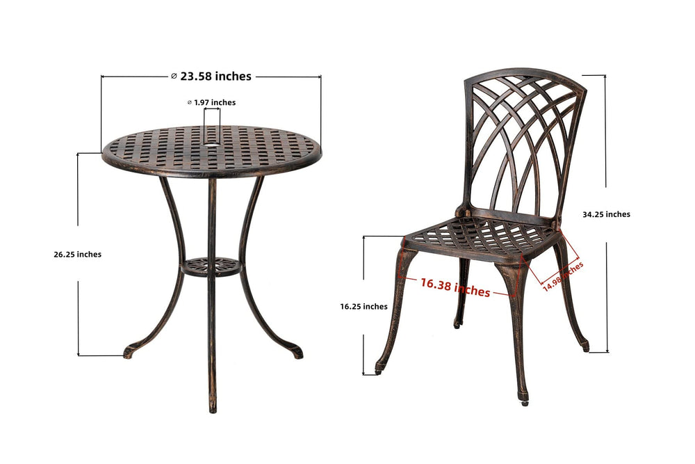 ZOTORUN chair and table with tape measure illustrating compact dimensions
