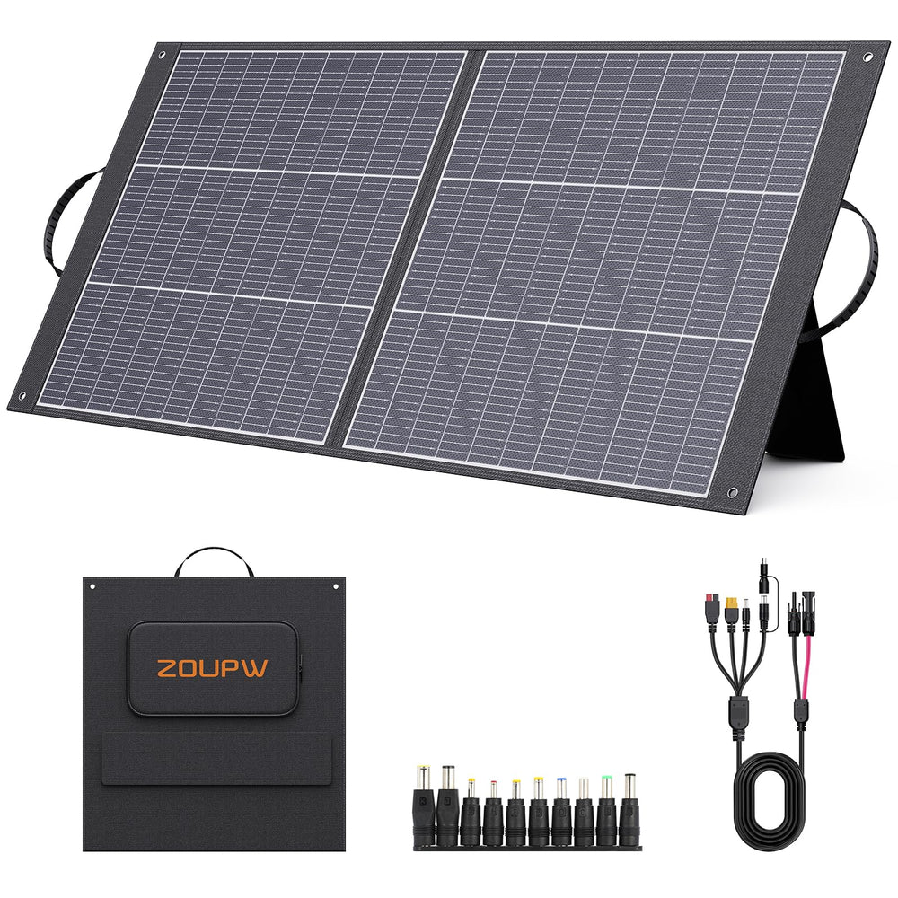 ZOUPW folded front view showing compact carry handle and portability benefit