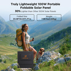 ZOUPW open panel top-down view demonstrating full sun-facing surface for faster charging