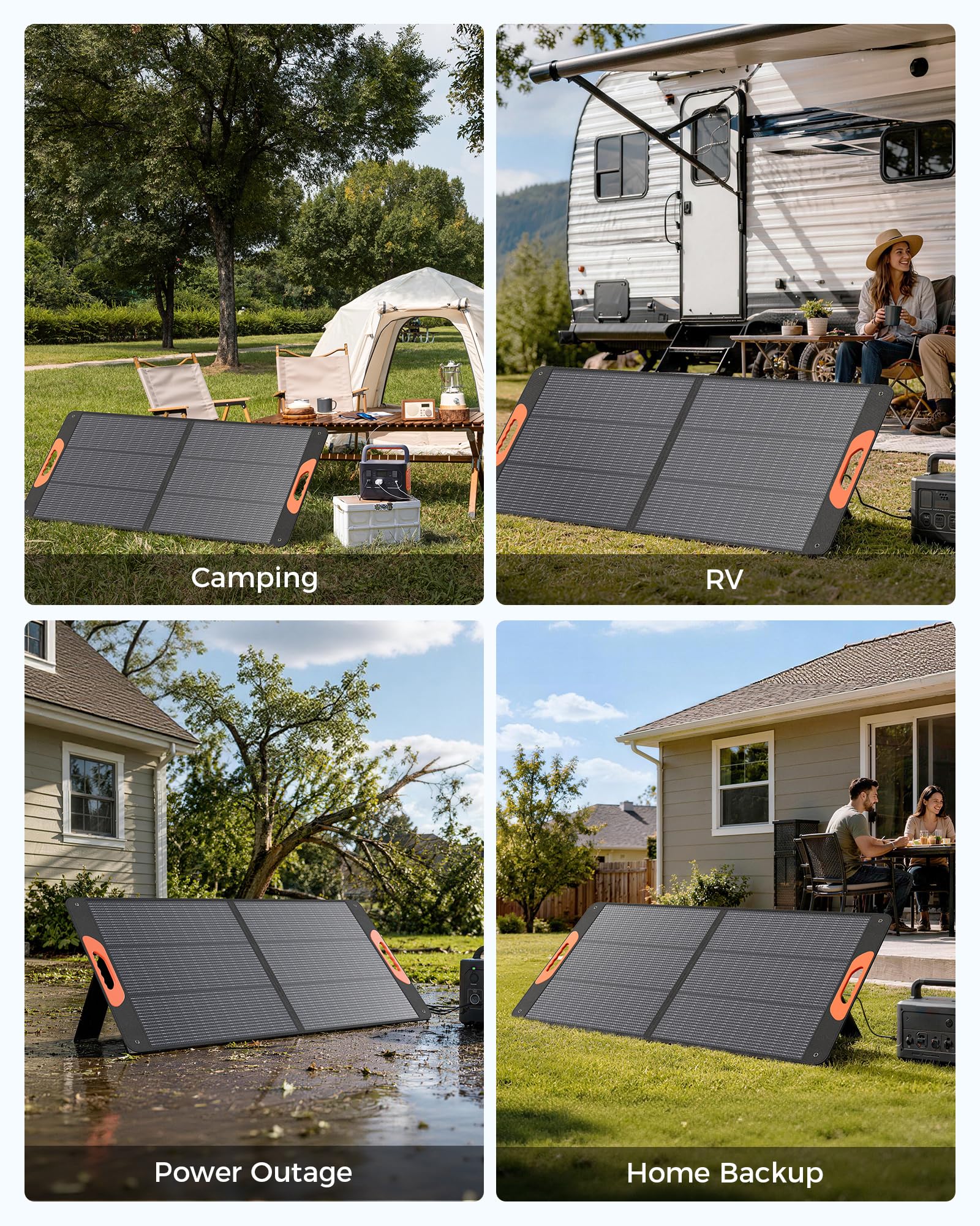 ZOUPW panel powering devices at campsite, reliable off-grid charging