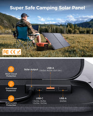 ZOUPW panel on adjustable kickstands at 45 degrees, improved solar capture
