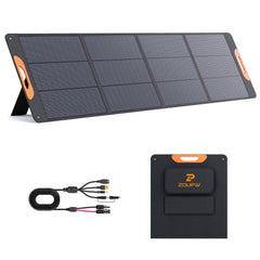 ZOUPW front view of folded 220W solar panel showing compact portability and quick setup
