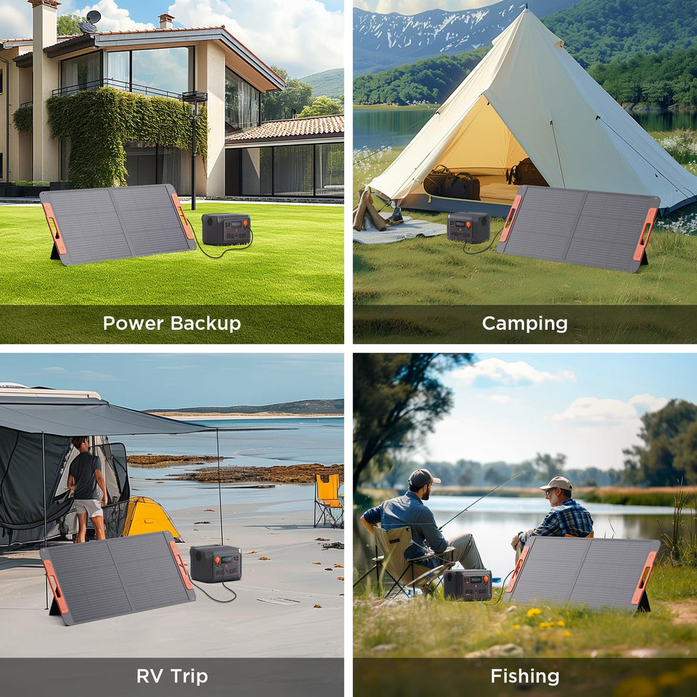 ZOUPW panel set up beside an RV illustrating offgrid charging convenience benefit