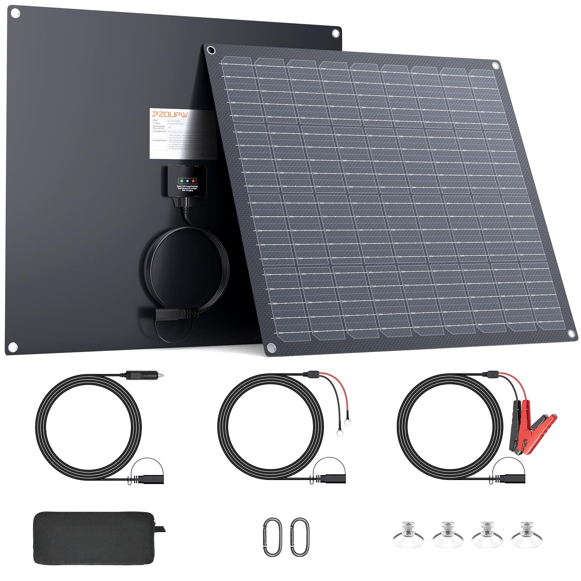 ZOUPW front panel flat view showing compact 30W design and durable finish