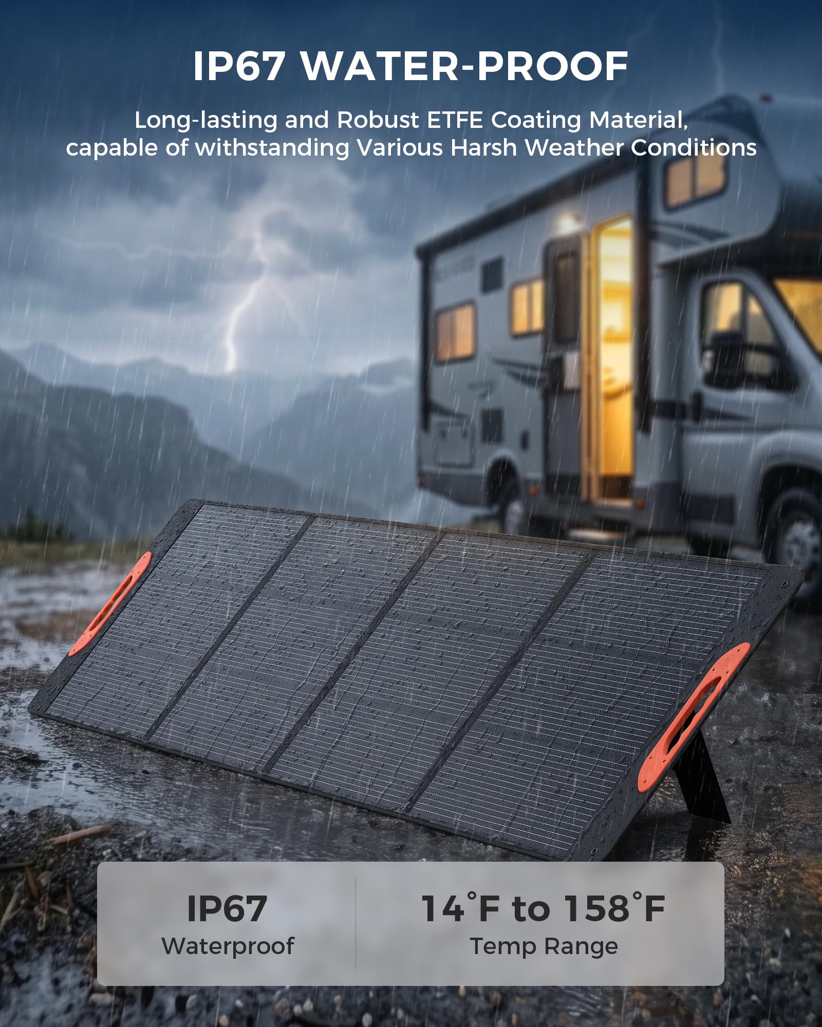 ZOUPW mounted on an RV roof resisting splashes and dust with IP67 protection benefit
